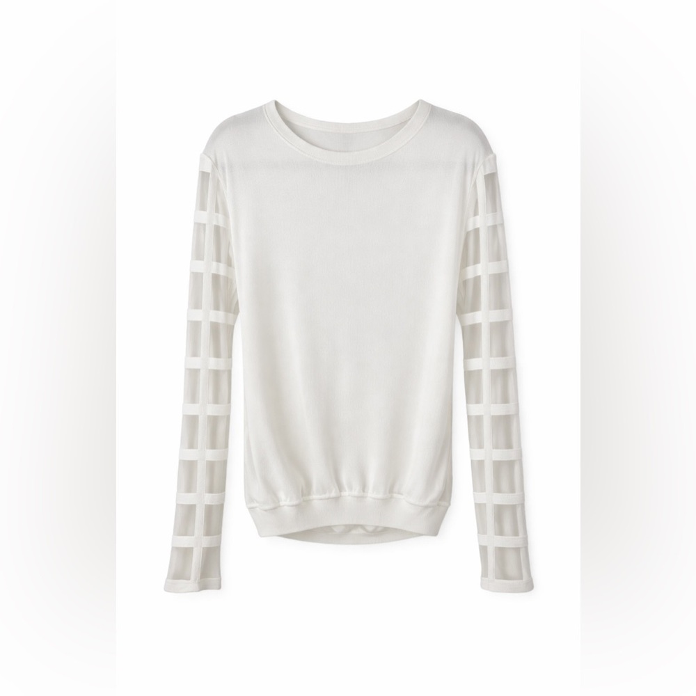 Giorgio Armani Main Line White Knit Crew Neck Sweater, Size 42/US 6